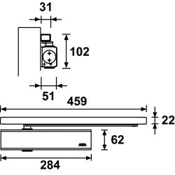 AXA 7510 deurdranger met glijarm sluitkracht 3-6 - aluminiumgrijs
