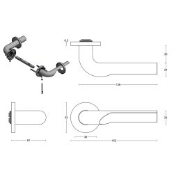 Deurkruk Rivio by Gensler GL100-G deurkruk geveerd op rozet - PVD mat goud