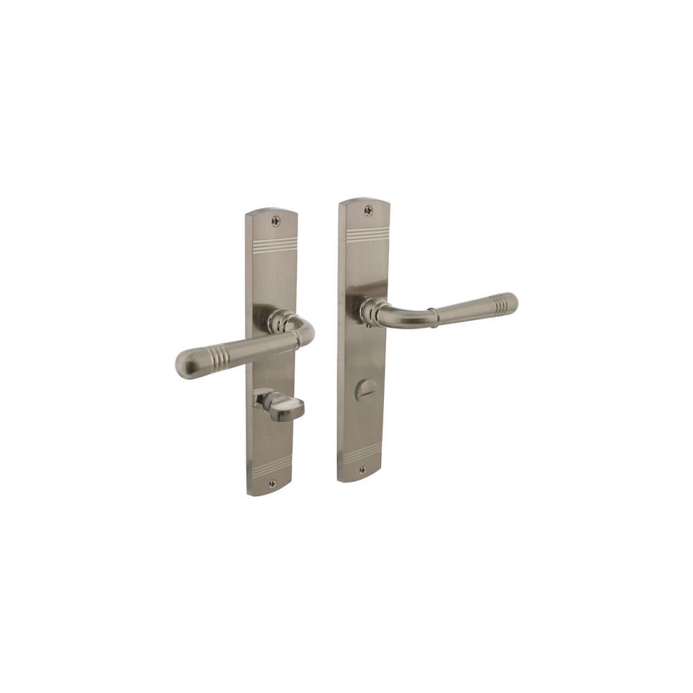 Intersteel Deurkruk Helena op langschild met toilet-/badkamersluiting 63/8 mm - nikkel mat