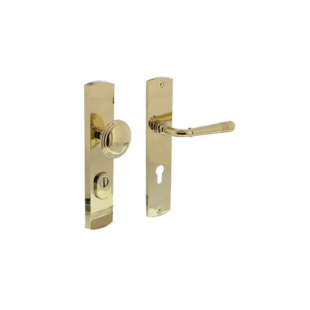 Intersteel voordeurbeslag Helena PC72mm met kerntrekbeveiliging - PVD messingkleur