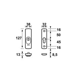 AXA Curve veiligheidsrozetten smal gebogen met kerntrekbeveiliging SKG3 - aluminium/zwart