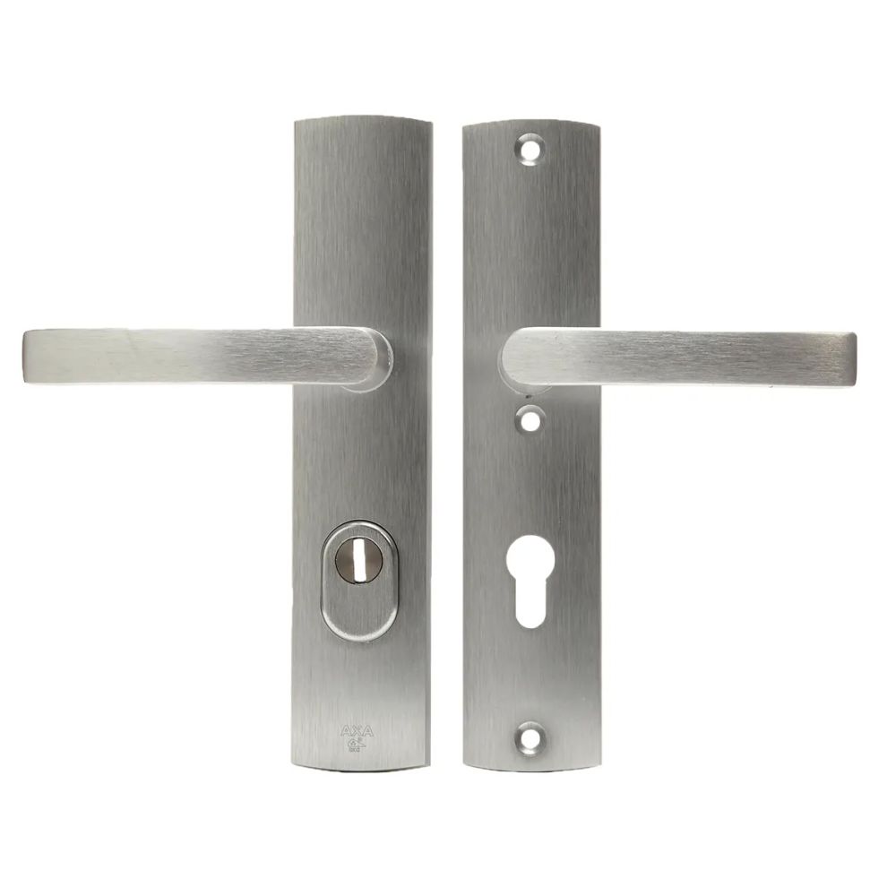 AXA Curve Plus veiligheidsbeslag achterdeur gebogen schild Blok-kruk PC72 met kerntrekbeveiliging SKG3 - aluminium