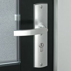 AXA Curve Plus veiligheidsbeslag achterdeur gebogen schild Blok-kruk PC72 met kerntrekbeveiliging SKG3 - aluminium