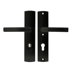 AXA Curve Plus veiligheidsbeslag achterdeur gebogen schild Blok-kruk PC72 met kerntrekbeveiliging SKG3 - aluminium/zwart