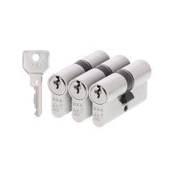AXA SKG** dubbele veiligheidcilinder gelijksluitend (3x) Security 30-30 mm - vernikkeld