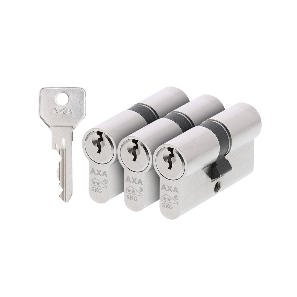 AXA SKG** dubbele veiligheidcilinder gelijksluitend (3x) Security 30-30 mm - vernikkeld
