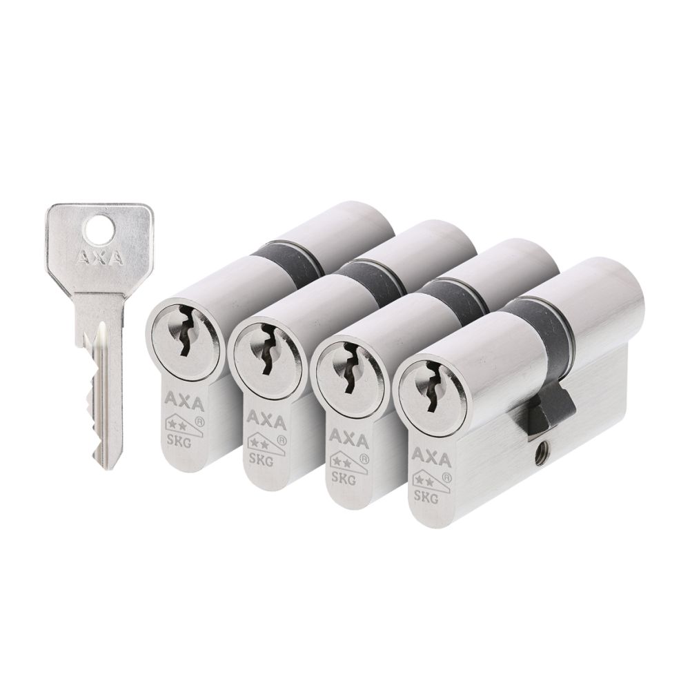 AXA SKG** dubbele veiligheidcilinder gelijksluitend (4x) Security 30-30 mm - vernikkeld