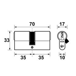 AXA Security SKG** dubbele veiligheidscilinder verlengd 35-35 mm - vernikkeld