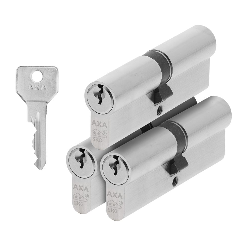 AXA Security SKG** dubbele veiligheidscilinder verlengd gelijksluitend (3x) 45-45 mm - vernikkeld