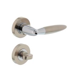 Deurkruk 1682 Elen op rond rozet 7mm nokken met WC8mm chroom/nikkel mat