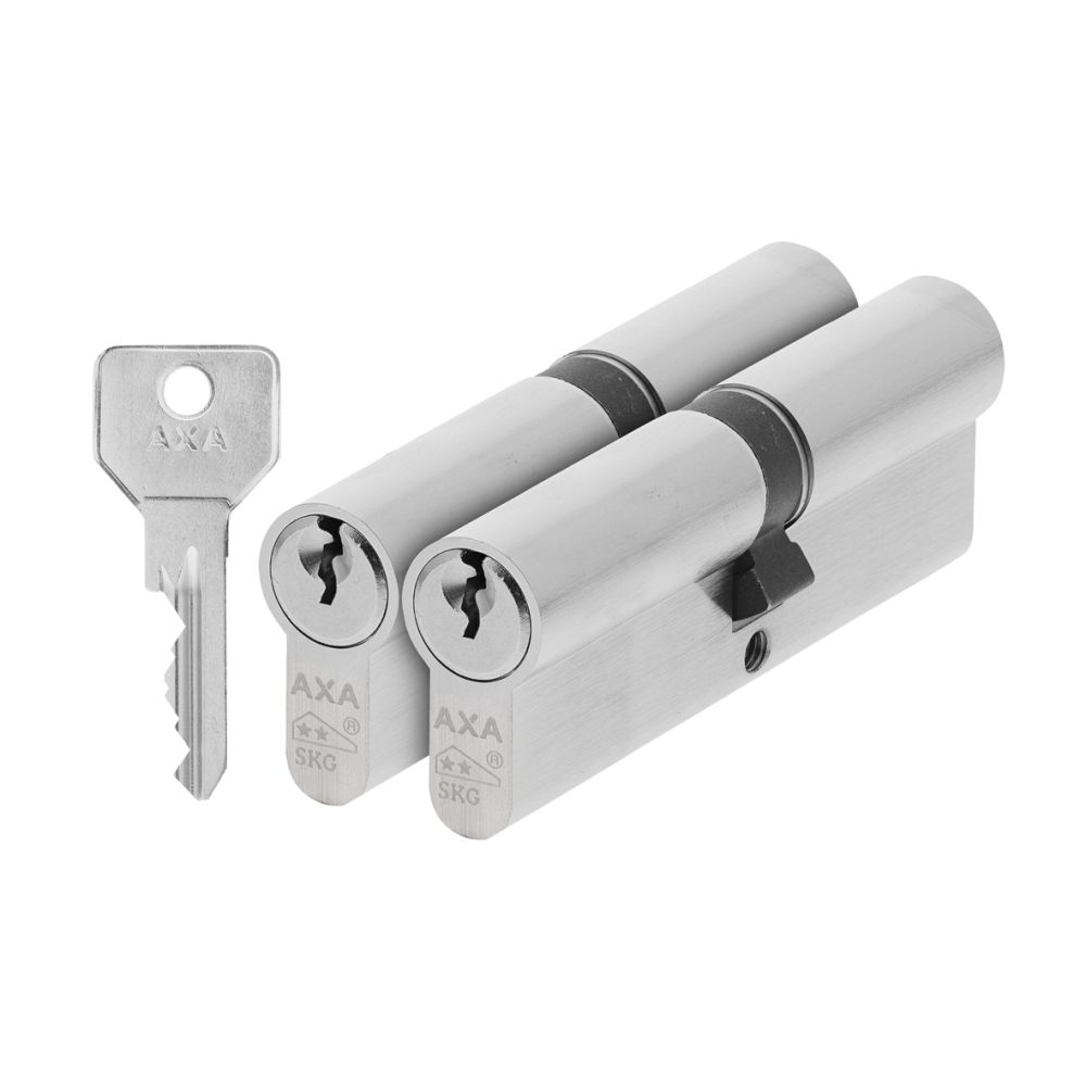 AXA Security SKG** dubbele veiligheidscilinder verlengd gelijksluitend (2x) 45-50 mm - vernikkeld