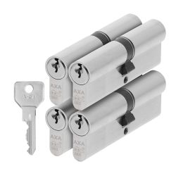 AXA Security SKG** dubbele veiligheidscilinder verlengd gelijksluitend (4x) 45-50 mm - vernikkeld