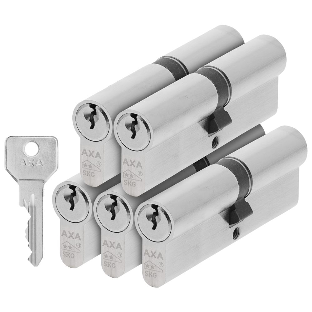AXA Security SKG** dubbele veiligheidscilinder verlengd gelijksluitend (5x) 45-50 mm - vernikkeld