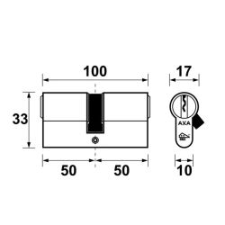 AXA Security SKG** dubbele veiligheidcilinder verlengd 50-50 mm - vernikkeld