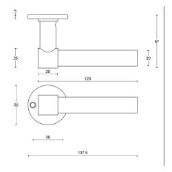 Formani Piet Boon ONE PBL20XL/50 gatdeel deurkruk geveerd op rozet - mat zwart