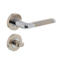 Deurkruk 1684 Marion op rond rozet 7mm nokken met WC8mm chroom/nikkel mat