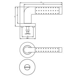 Deurkruk 1684 Marion op rond rozet 7mm nokken met WC8mm chroom/nikkel mat