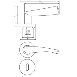 Deurkruk 1687 Giussy op rond rozet 7mm nokken met sleutelgat plaatjes nikkel mat