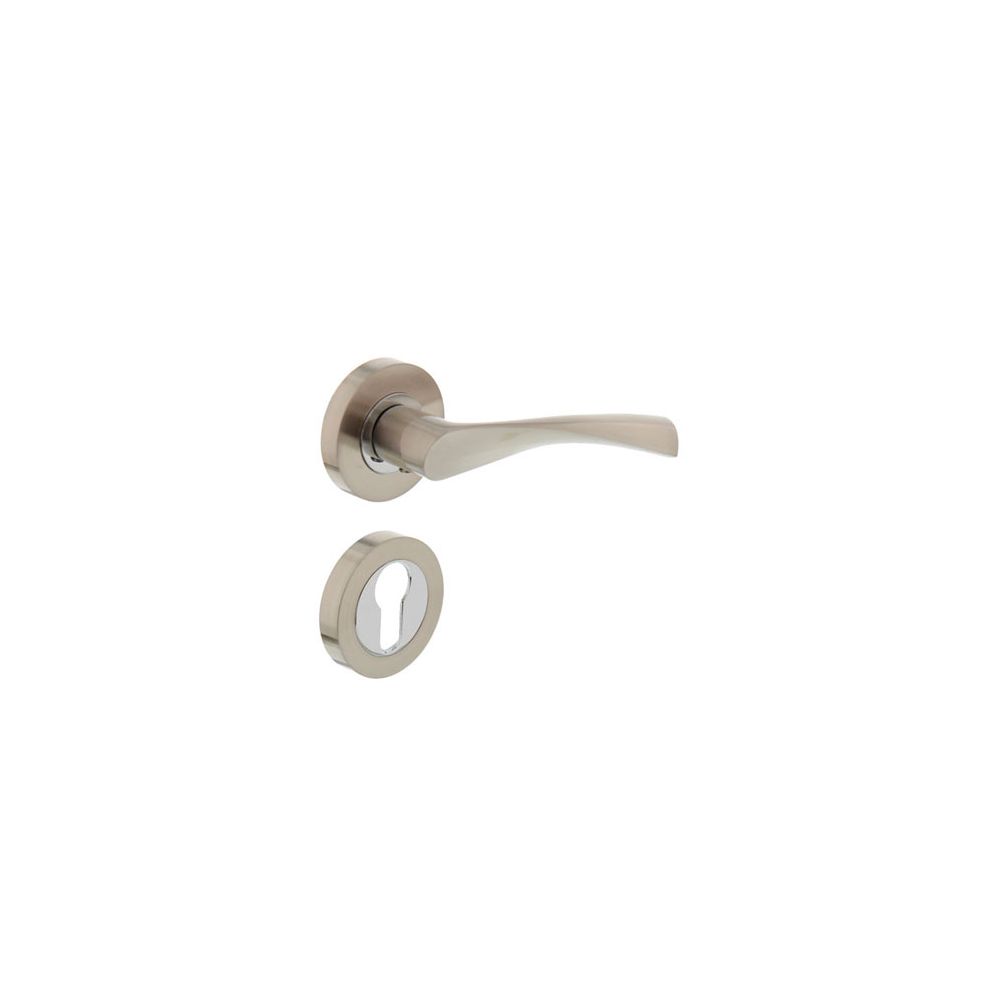 Deurkruk 1687 Giussy op rond rozet 7mm nokken met profielcilindergat plaatjes nikkel mat