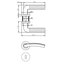 Deurkruk 1688 Sharon op rond rozet 7mm nokken met sleutelgat plaatjes chroom/nikkel mat