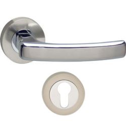 Deurkruk 1689 Blok op rond rozet 7mm nokken met profielcilindergat plaatjes chroom/nikkel mat