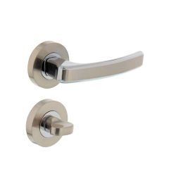 Deurkruk 1689 Blok op rond rozet 7mm nokken met WC8mm chroom/nikkel mat