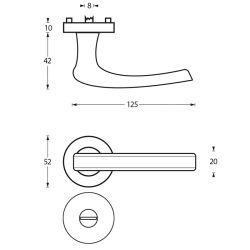 Deurkruk 1689 Blok op rond rozet 7mm nokken met WC8mm chroom/nikkel mat