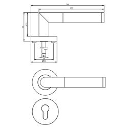 Deurkruk 1693 Bastian op rond rozet 7mm nokken met profielcilindergat plaatjes chroom/nikkel mat