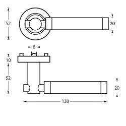 Deurkruk 1698 Birgit op rond rozet 7mm nokken chroom/nikkel mat