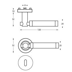 Deurkruk 1698 Birgit op rond rozet 7mm nokken met sleutelgat plaatjes chroom/nikkel mat