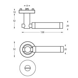 Deurkruk 1698 Birgit op rond rozet 7mm nokken met WC8mm chroom/nikkel mat
