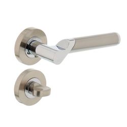 Deurkruk 1701 Casper op rond rozet 7mm nokken met WC8mm chroom/nikkel mat