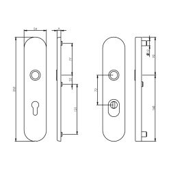 SKG3 Veiligheid-schilden doorgaand profielcilindergat 72mm met kerntrek beveiliging chroom