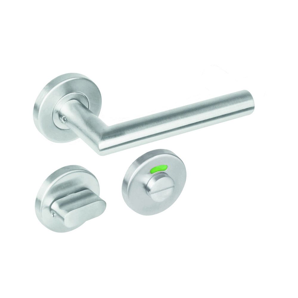 Intersteel Deurkruk Jura hoek 90° op rozet met toilet-/badkamersluiting 7mm EN1906/4 - RVS