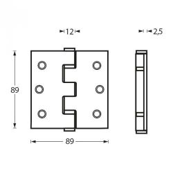 Intersteel kogellagerscharnier recht 3.5" (89x89x2,5mm) CE - PVD donker brons