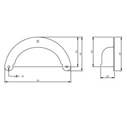 Schelpgreep 96x43mm vernikkeld