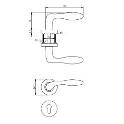 Deurkruk 1695 George op rond rozet 7mm nokken met profielcilindergat plaatjes nikkel mat