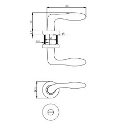 Deurkruk 1695 George op rond rozet 7mm nokken met WC8mm nikkel mat
