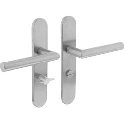 Intersteel Deurkruk Jura hoek 90° op schild met toilet-/badkamersluiting 63/8mm EN1906/4 - RVS