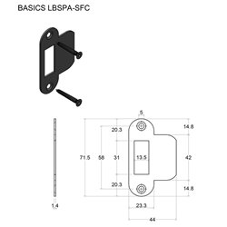 Formani Basics LBSPA-SFC sluitplaat afgerond tbv loopdeurslot - mat zwart