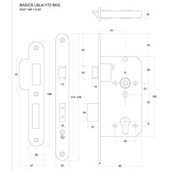 Formani Basics LBLSA-Y72 veiligheidsslot voor buitendeuren profielcilindergat 72mm SKG** afgerond - PVD champagne