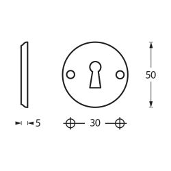 Sleutelplaatje schroefgat mat zwart