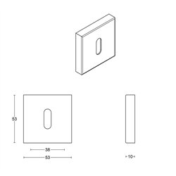 Sleutelplaatje BASICS BSQBN53 vierkant - mat RVS