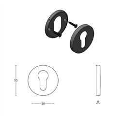 Cilinderplaatje BASICS LBY50 - PVD mat RVS