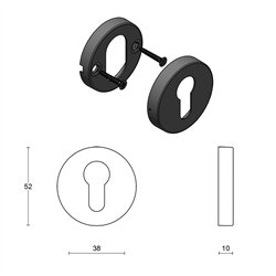 Cilinderplaatje BASICS LBY50D - PVD mat goud