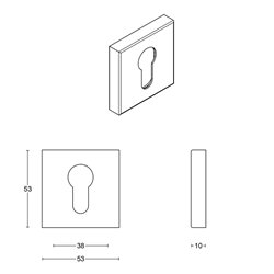 Cilinder plaatje BASICS BSQBY53 vierkant - mat zwart