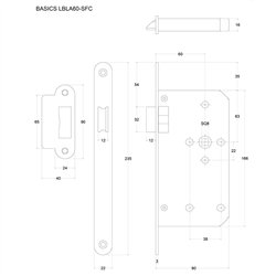 Formani Basics LBLA60-SFC loopdeurslot afgerond doornmaat 60mm - PVD mat goud