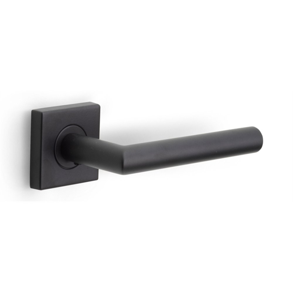 Deurkruk BASICS LBII-19BSQR53G geveerd op vierkant rozet - mat zwart