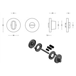 Toiletgarnituur BASICS LBWC50 - mat RVS