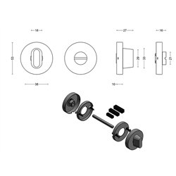 Toiletgarnituur BASICS LBWC50D zonder indicatie - mat RVS